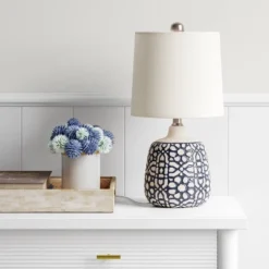 Assembled Ceramic Table Lamp Blue - Thresholdâ˘