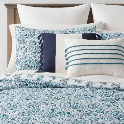 12pc Reversible Paisley Print Comforter & Sheets Set Blue/Dark Teal Blue - Threshold⢠- Image 11