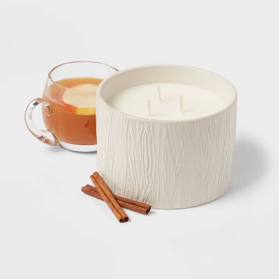 Textured Straight Side Ceramic Warm Cider & Cinnamon Candle White - Threshold⢠- Image 2