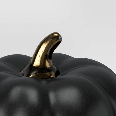 Set Of 3 Small Ceramic Halloween Pumpkins With Gold Stem - Threshold⢠- Image 3