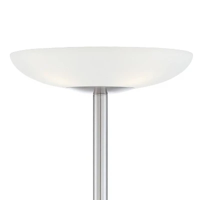 Possini Euro Design Meridian Light Blaster Modern Torchiere Floor Lamp 72" Tall Brushed Nickel LED Frosted Glass Shade For Living Room Bedroom Office - Image 2