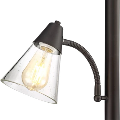 Franklin Iron Works Warwick Industrial Torchiere Floor Lamp With Side Lights 71 1/2" Tall Tiger Bronze LED Clear Seedy Glass For Living Room Reading - Image 3