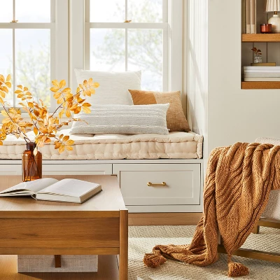 Chunky Cable Knit Fall Throw Blanket Toasted Almond - Hearth & Hand⢠With Magnolia