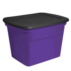 Sterilite 18 Gallon Orange Plastic Storage Container Bin Tote With Black Lid, Halloween