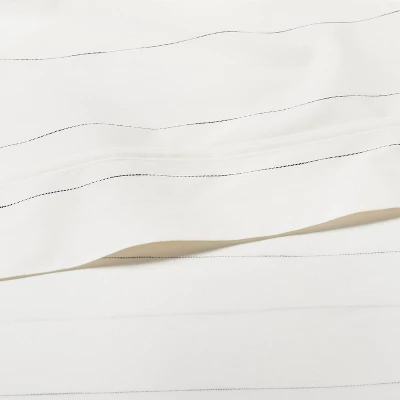 Cotton Percale Thin Stripe Sheet Set Sour Cream/Railroad Gray - Hearth & Hand⢠With Magnolia