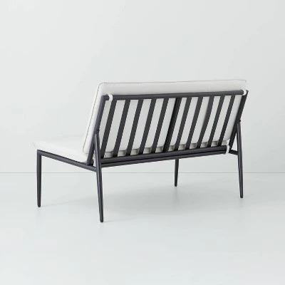 Cushioned Metal Outdoor Loveseat - Cream/Black - Hearth & Hand⢠With Magnolia - Image 3