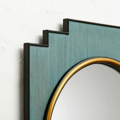 24" X 30" Wood And Brass Wall Mirror Blue - Opalhouse™ Designed With Jungalow™ - Image 2