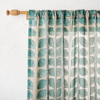 Pineapple Faux Wood Curtain Rod Natural Wood - Opalhouse™ Designed With Jungalow™ - Image 2