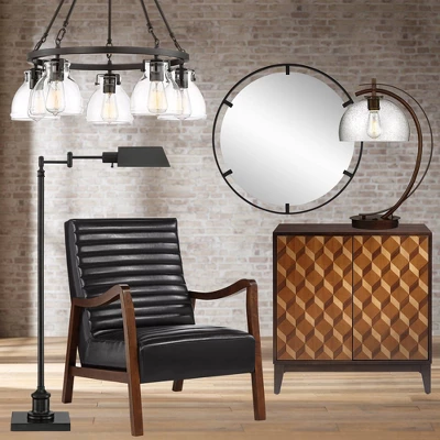 Possini Euro Design Bellis Bronze Wagon Wheel Pendant Chandelier 25" Wide Modern Clear Glass 5-Light Fixture For Dining Room House Kitchen Island Home - Image 8