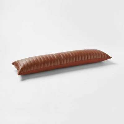 Lumbar Faux Leather Channel Stitch Decorative Throw Pillow - Threshold⢠- Image 2