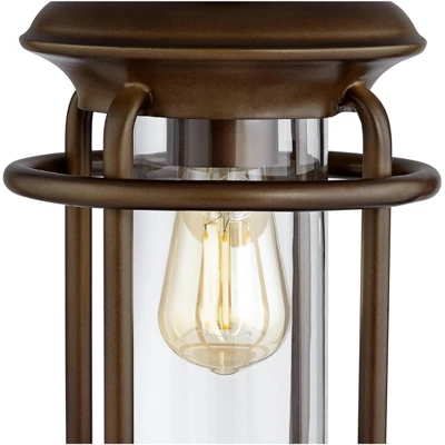 Franklin Iron Works Andreas Industrial Table Lamp 26" High Brown Metal With Nightlight LED And USB Charging Port Oatmeal Shade For Living Room Desk - Image 4